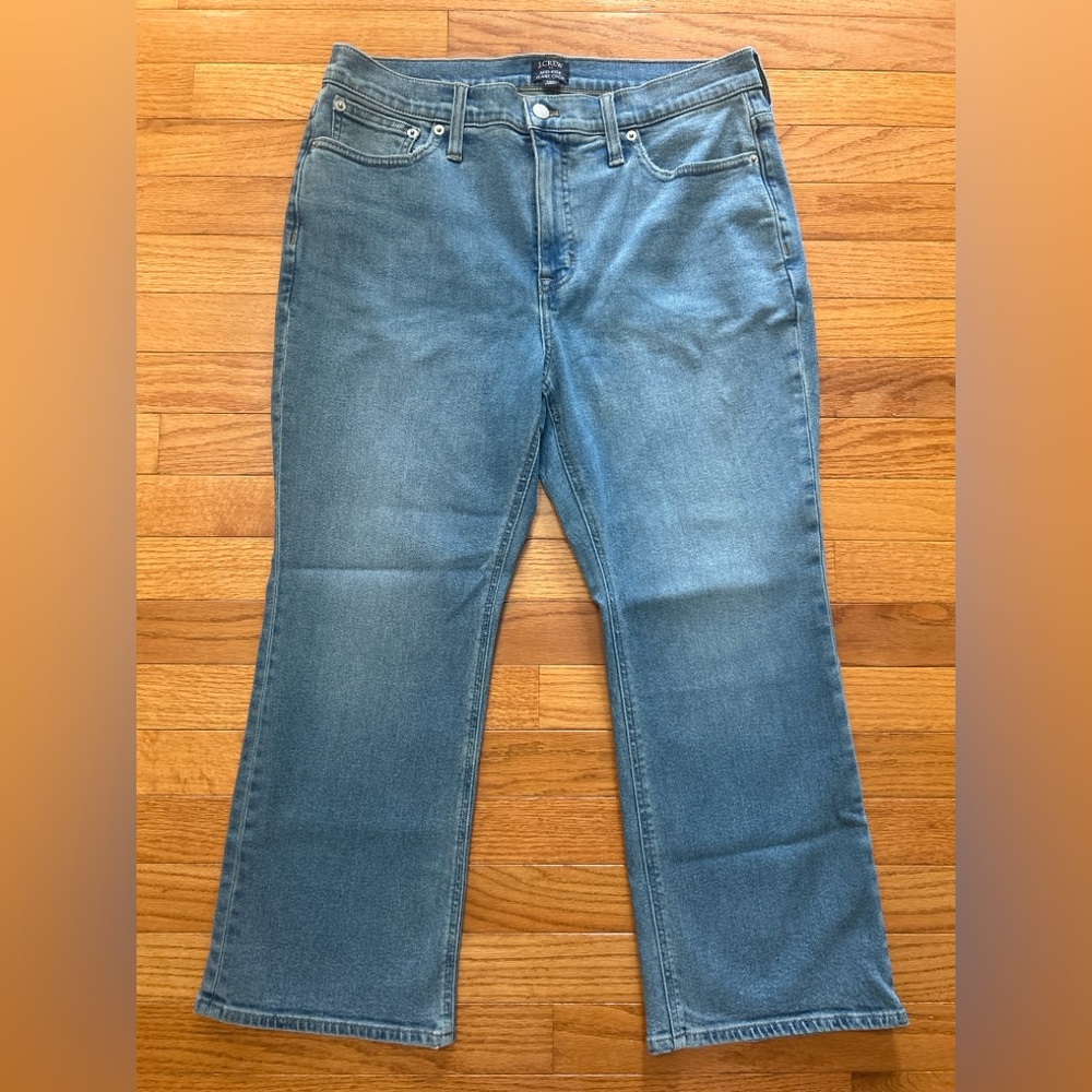 J.Crew Jeans Women’s Size 30 Petite Blue Denim Flare Crop Medium Wash High Rise
